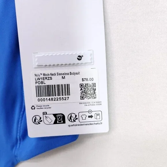 Lululemon Wundermost Ultra Soft Nulu Mock Neck Bodysuit Medium Sleeveless Blue - Picture 10 of 15